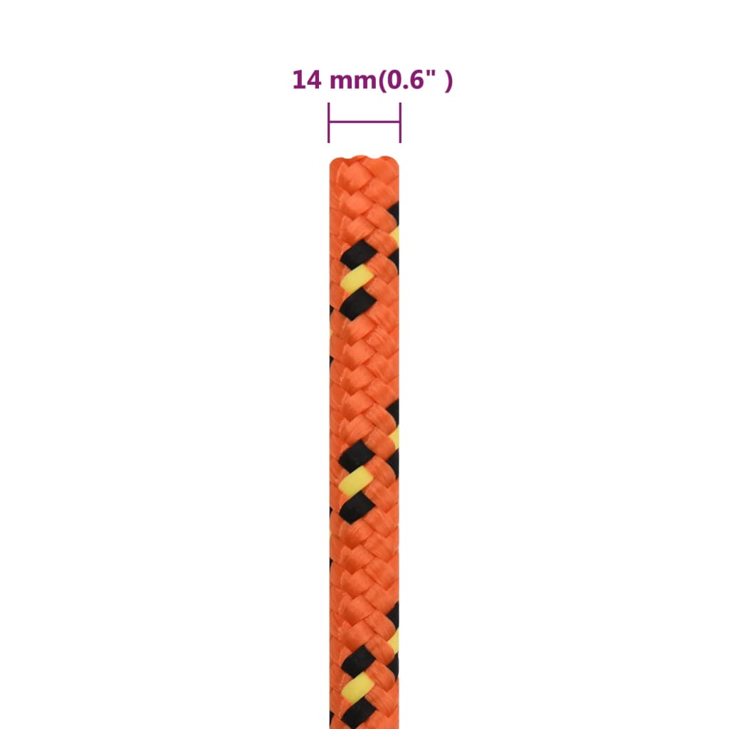 Boat rope orange 14 mm 25 m polypropylene