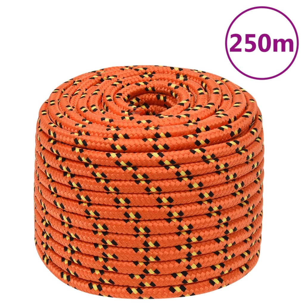 Boat rope orange 14 mm 250 m polypropylene