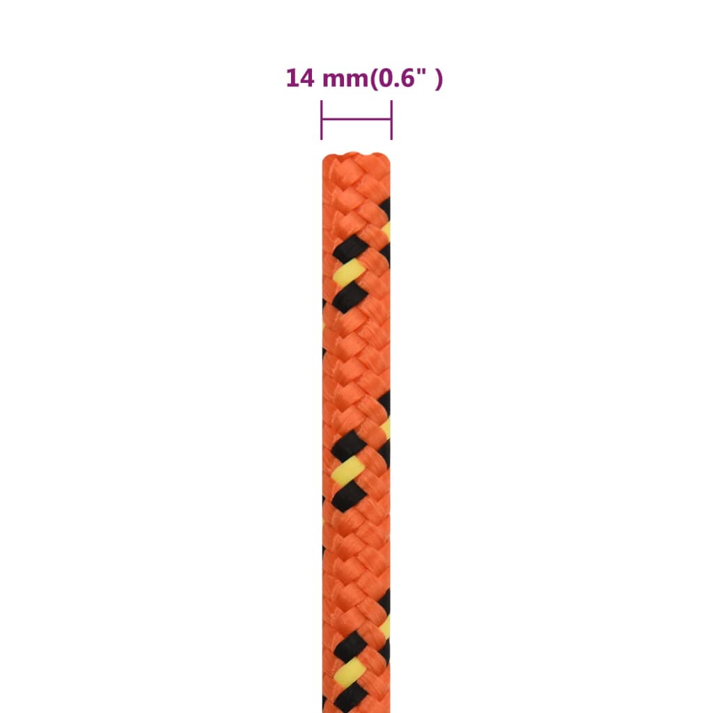 Boat rope orange 14 mm 250 m polypropylene