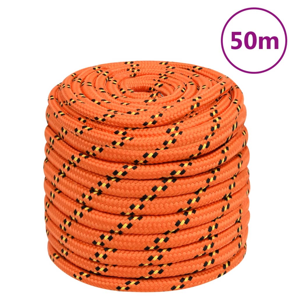 Boat rope orange 16 mm 50 m polypropylene