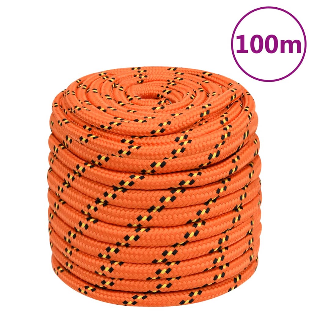 Boat rope orange 18 mm 100 m polypropylene