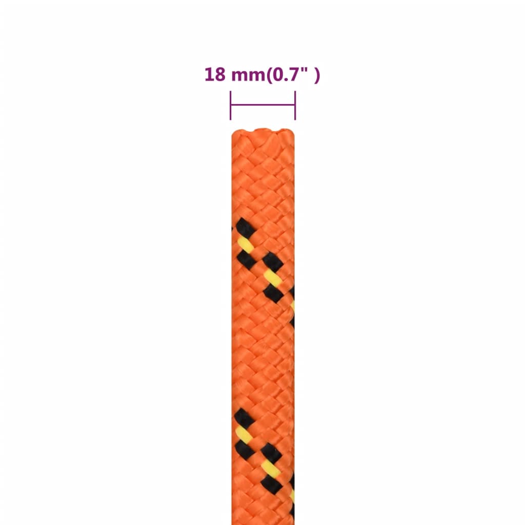 Boat rope orange 18 mm 100 m polypropylene