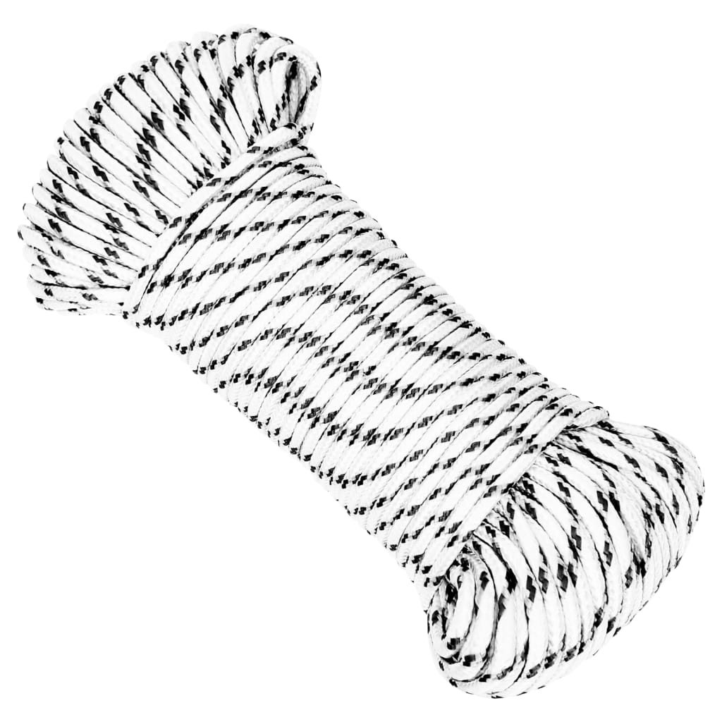 Boat rope braided white 5 mm x 250 m polyester