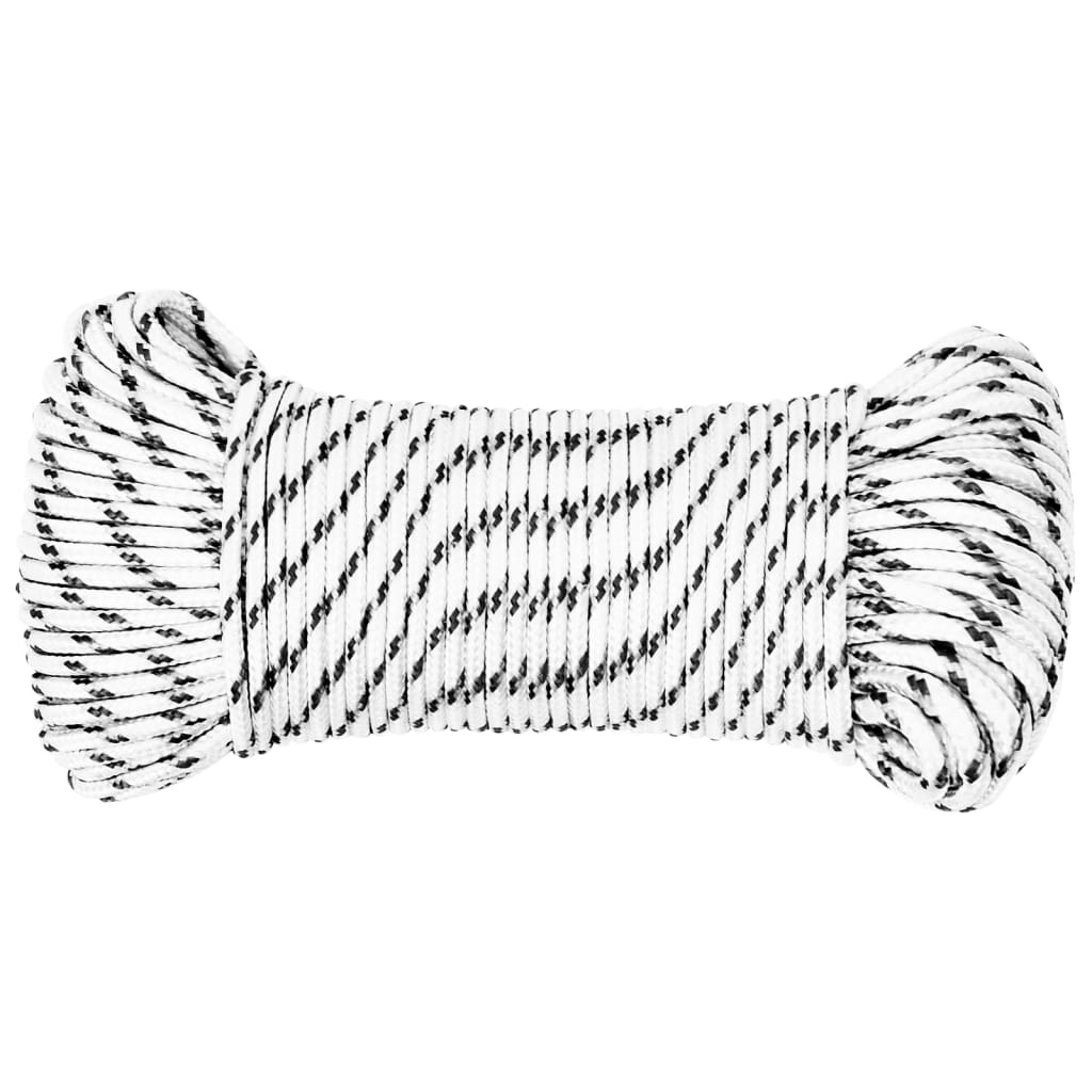 Boat rope braided white 5 mm x 250 m polyester
