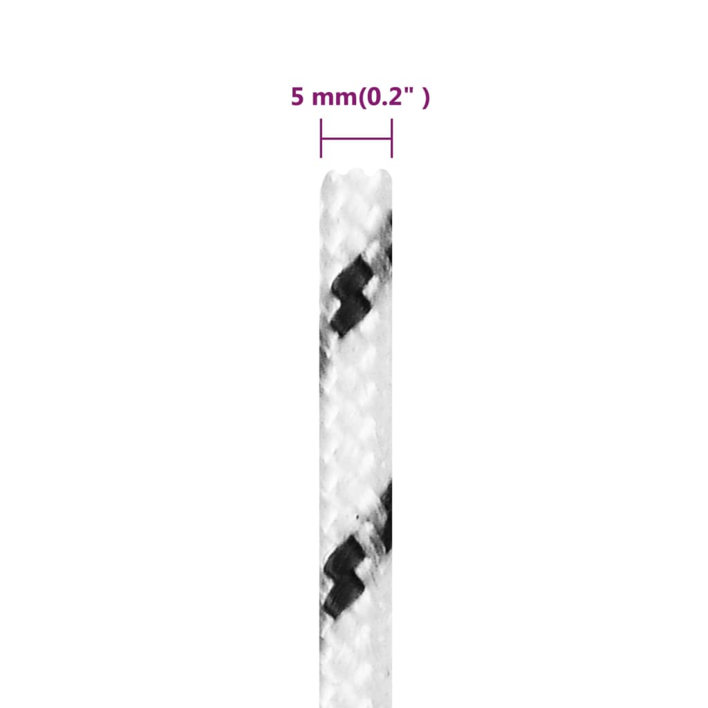 Boat rope braided white 5 mm x 250 m polyester