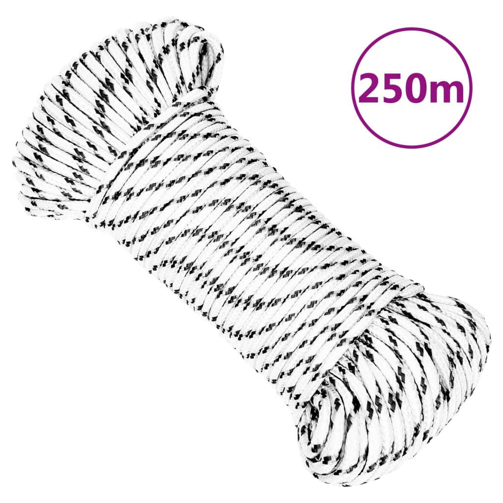 Boat rope braided white 5 mm x 250 m polyester