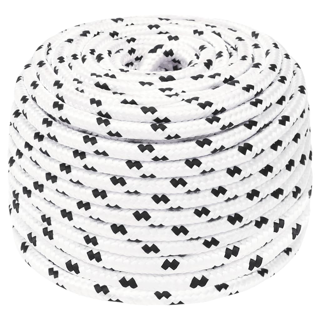 Boat rope braided white 6 mm x 100 m polyester