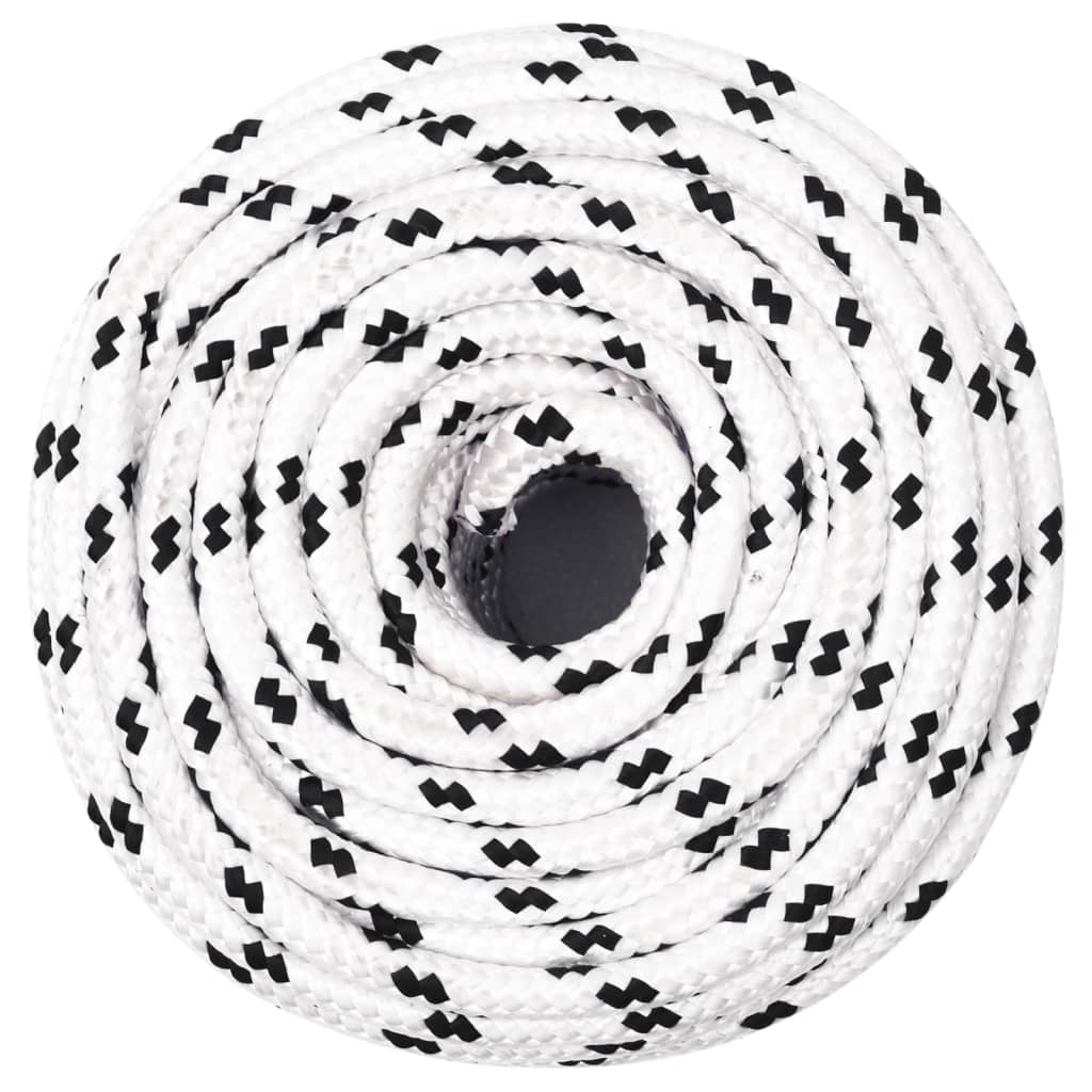Boat rope braided white 6 mm x 100 m polyester