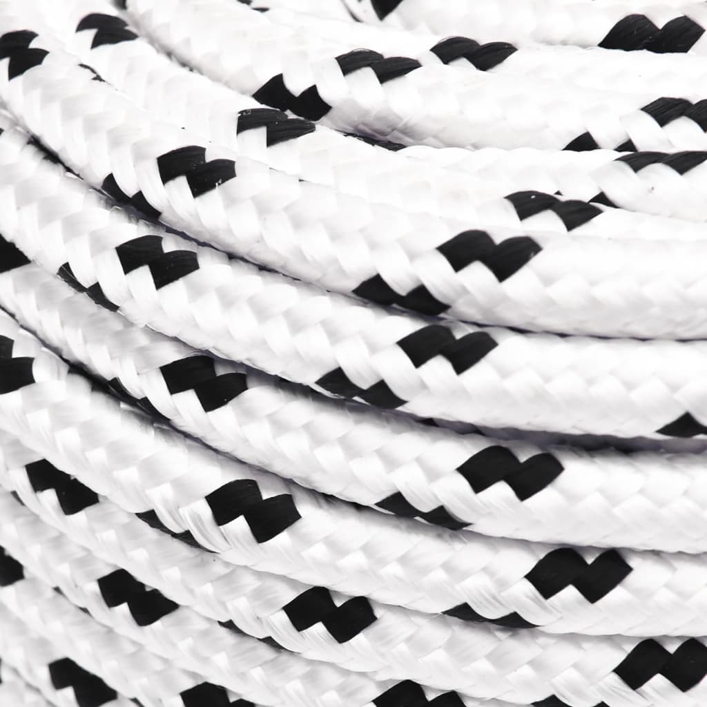 Boat rope braided white 6 mm x 100 m polyester