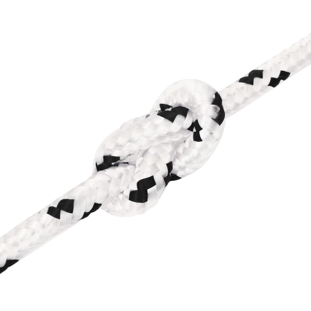 Boat rope braided white 6 mm x 100 m polyester