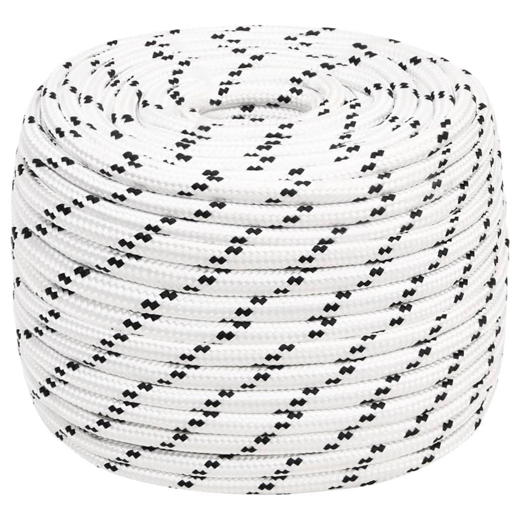 Boat rope braided white 12 mm x 25 m polyester