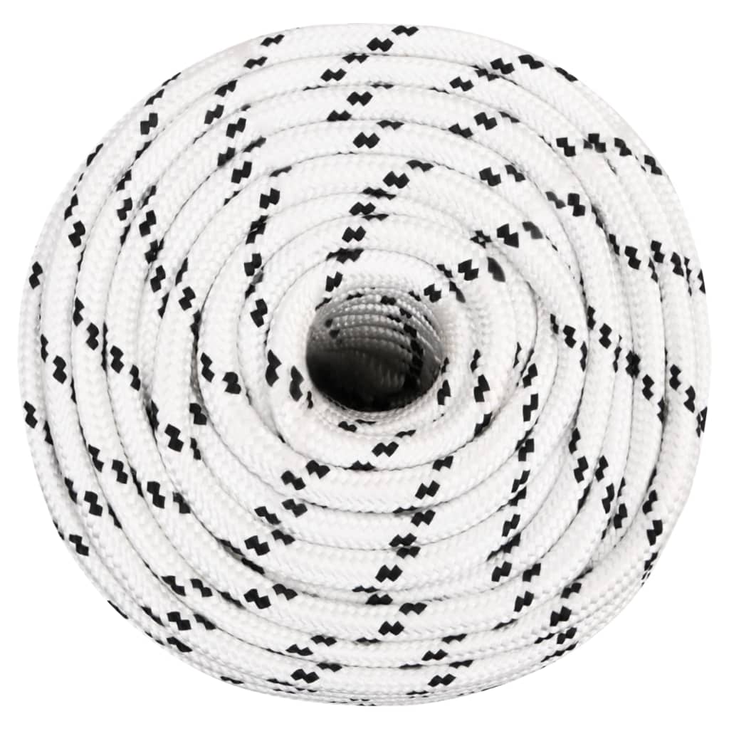 Boat rope braided white 12 mm x 25 m polyester