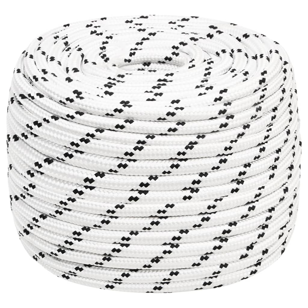 Boat rope braided white 14 mm x 25 m polyester