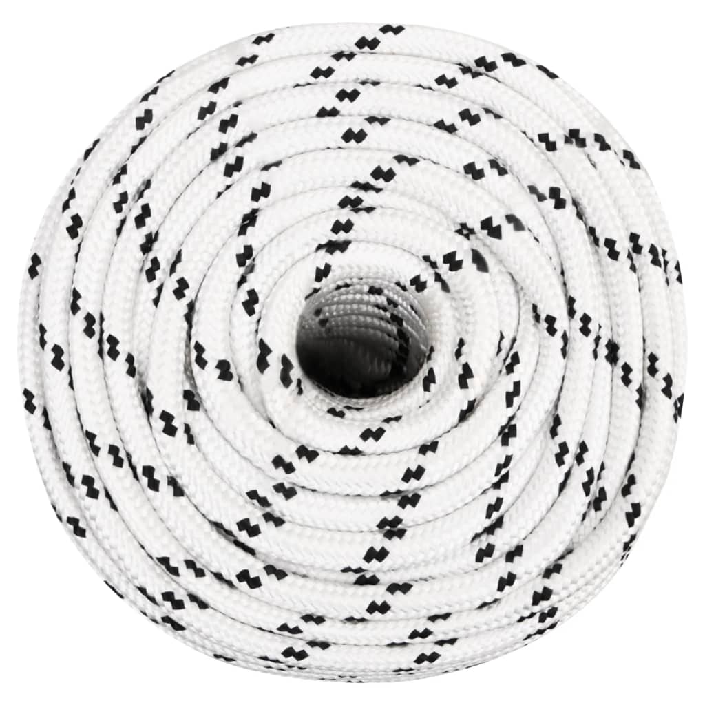 Boat rope braided white 14 mm x 25 m polyester