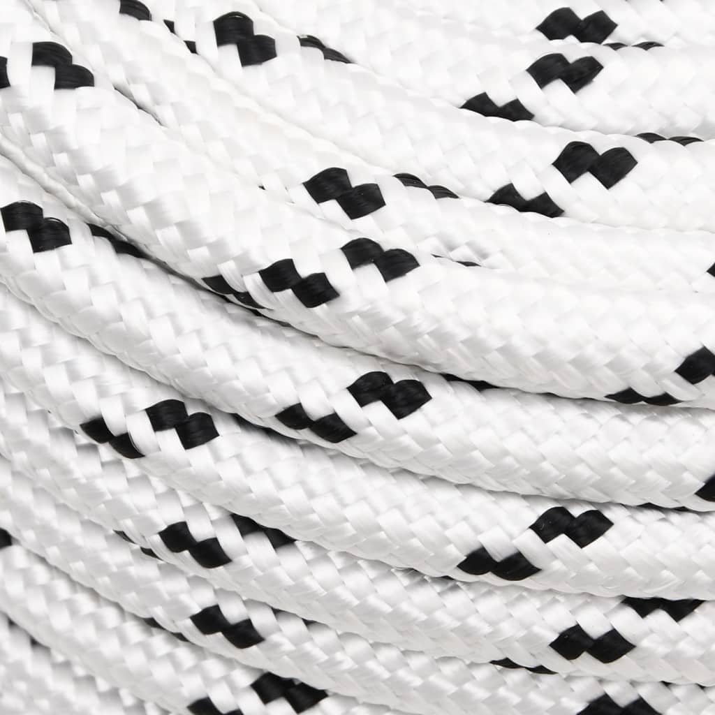 Boat rope braided white 14 mm x 100 m polyester