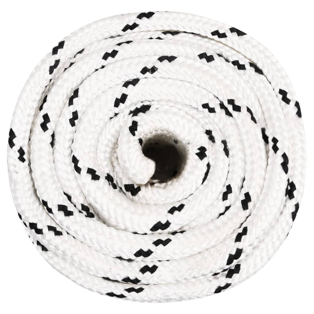Boat rope braided white 20 mm x 100 m polyester