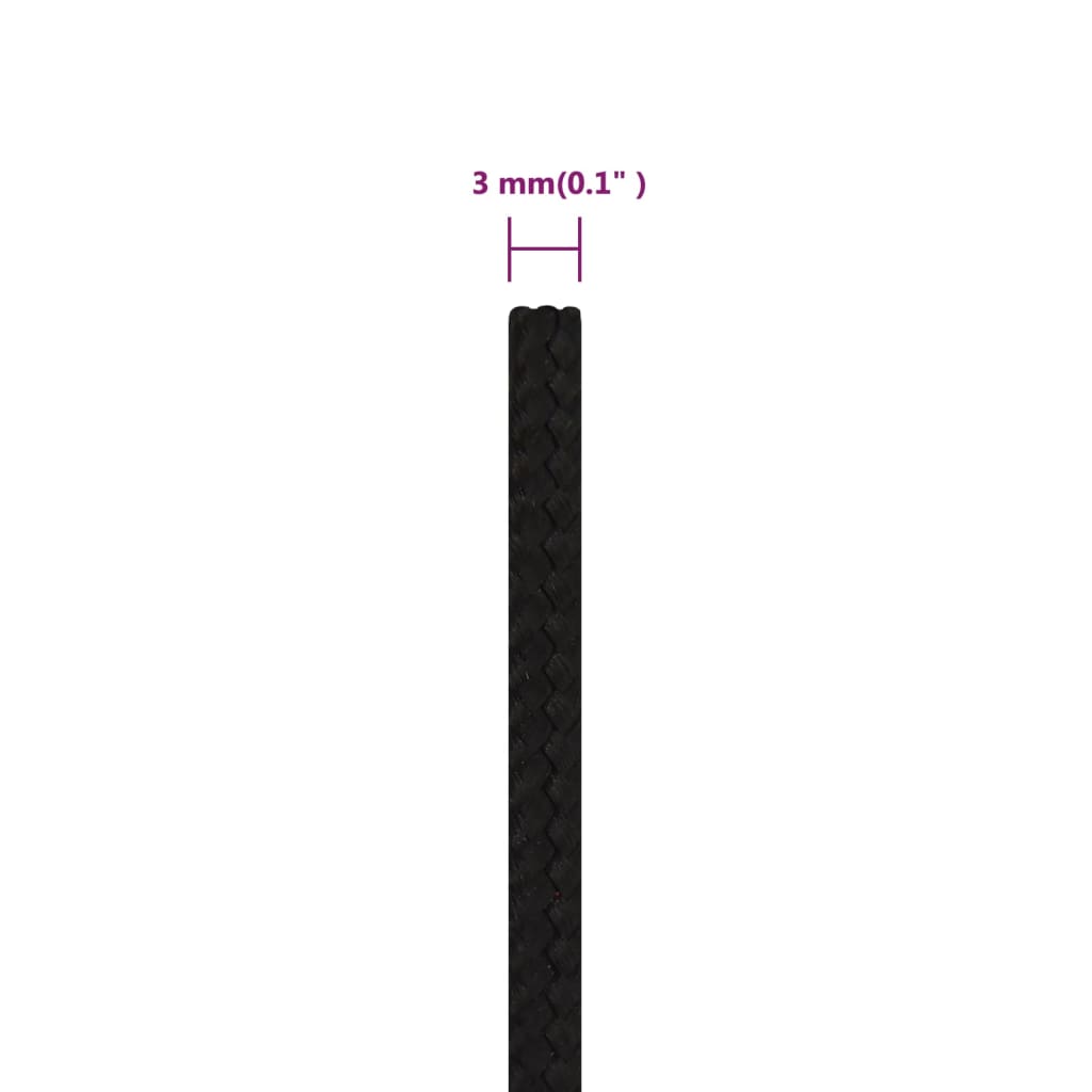Work rope black 3 mm 250 m polyester