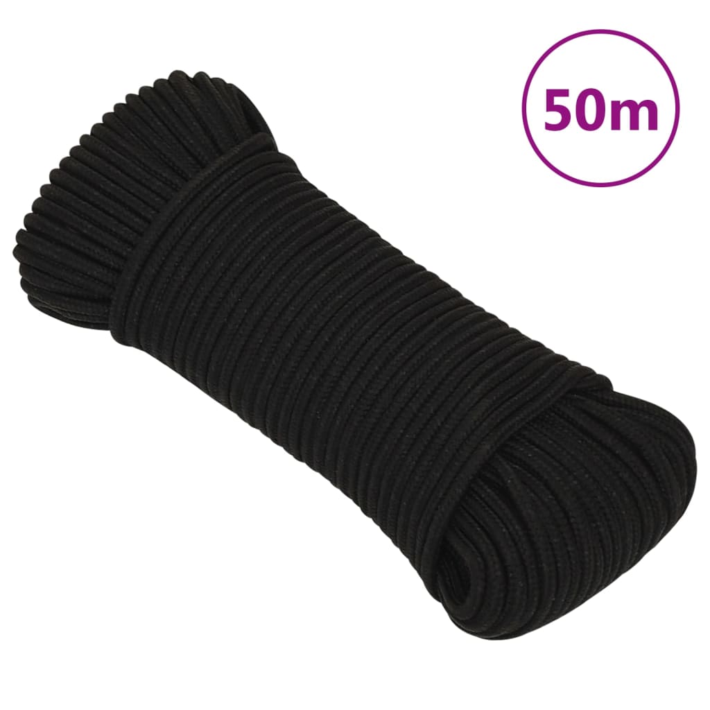 Work rope black 5 mm 50 m polyester