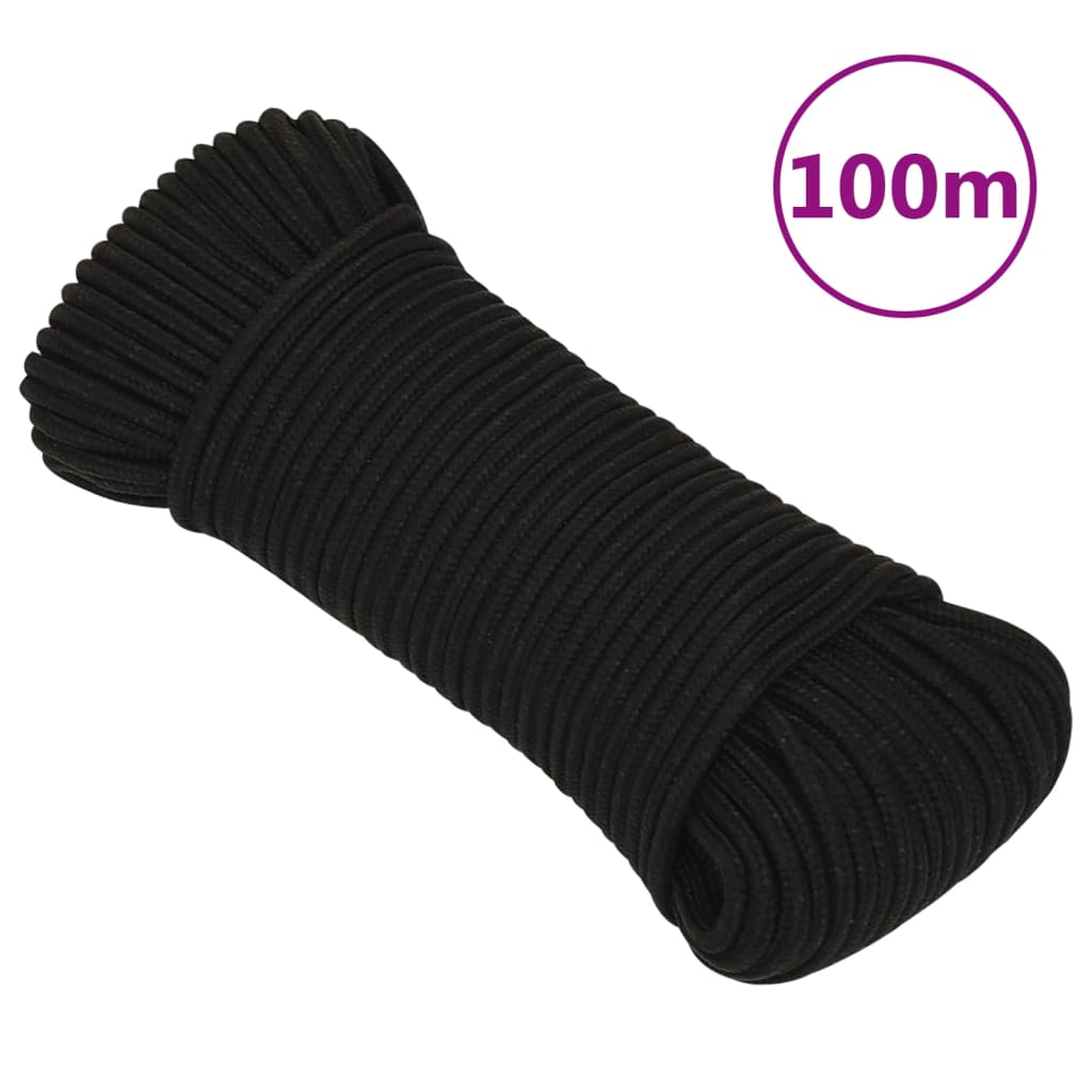 Work rope black 5 mm 100 m polyester