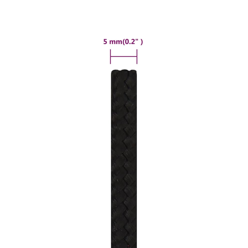 Work rope black 5 mm 100 m polyester