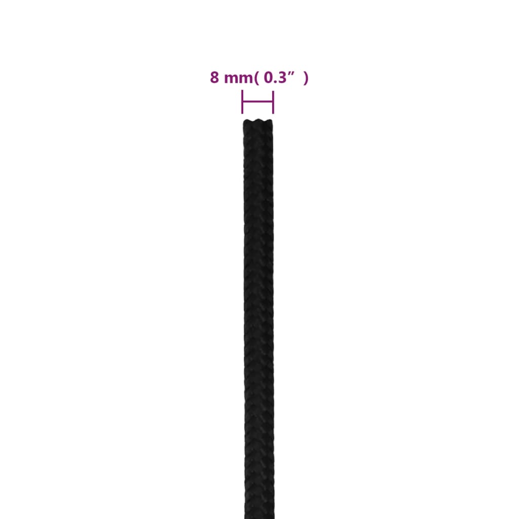 Work rope black 8 mm 50 m polyester