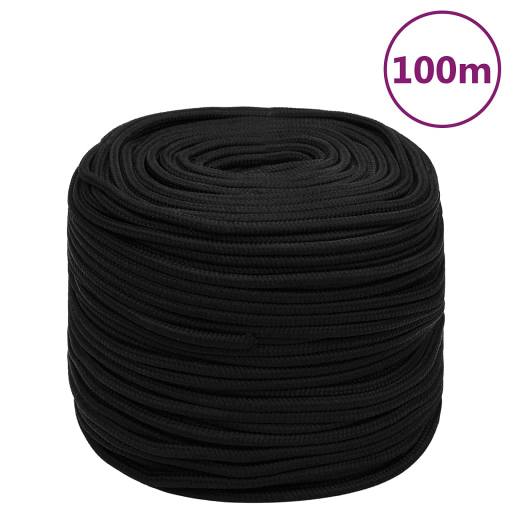 Work rope black 8 mm 100 m polyester