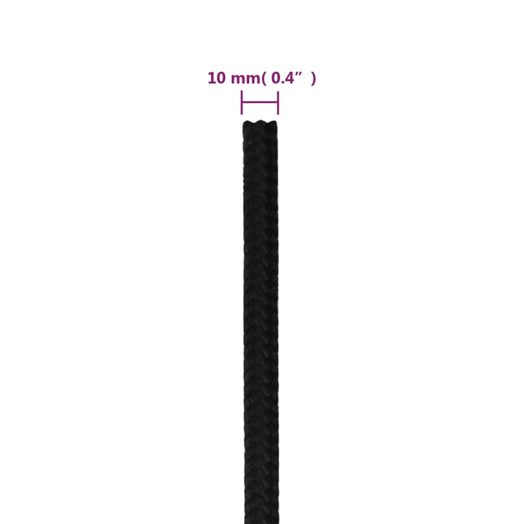 Work rope black 10 mm 25 m polyester