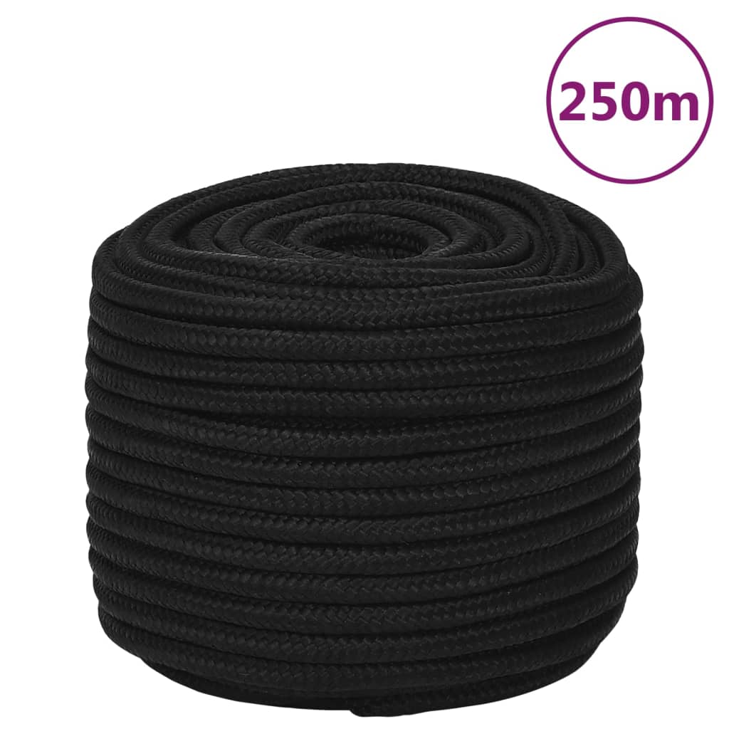 Work rope black 12 mm 250 m polyester