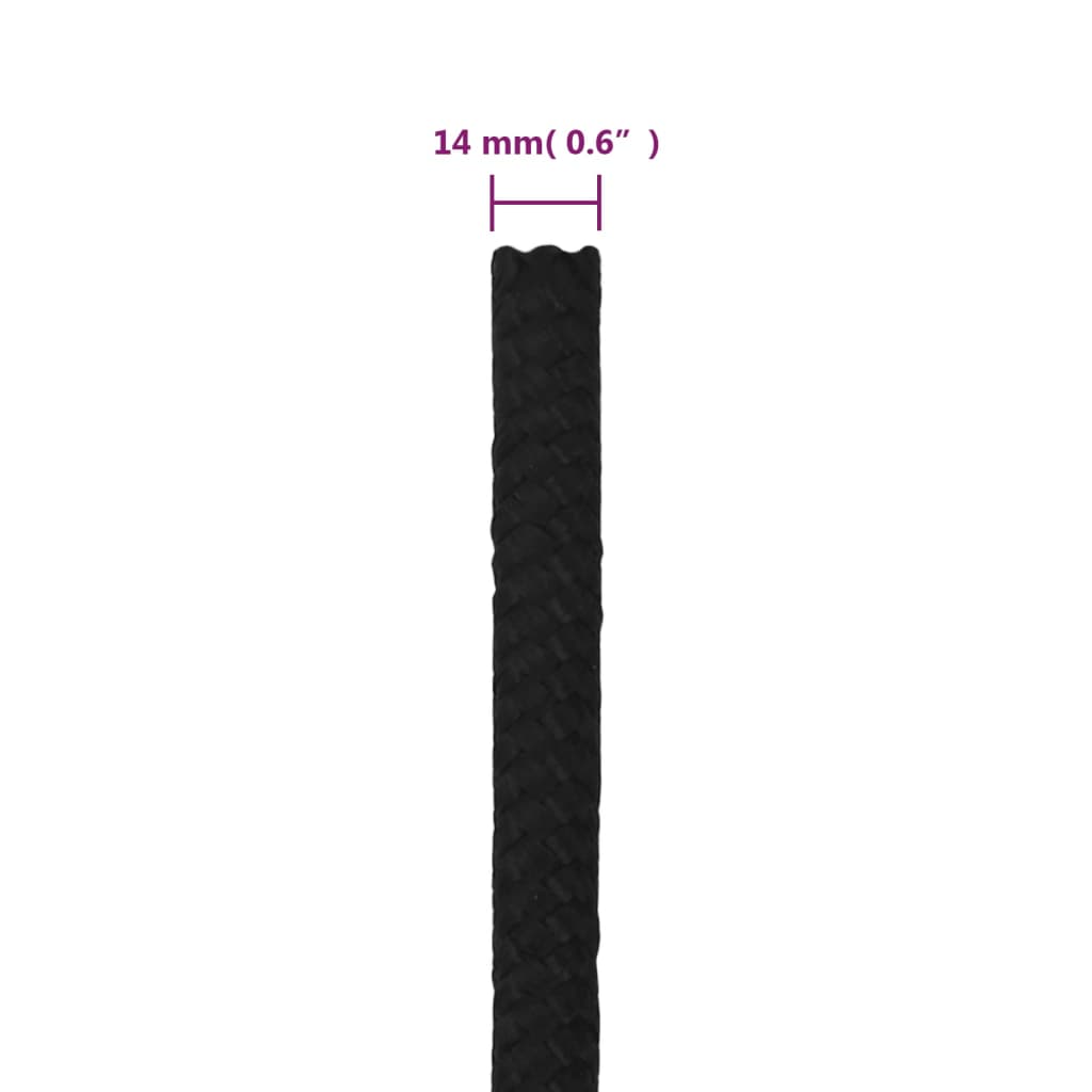 Work rope black 14 mm 50 m polyester