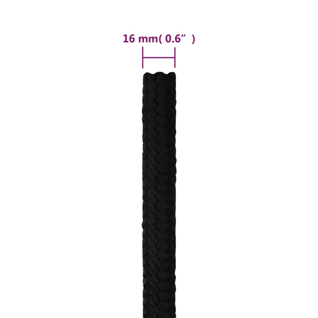 Work rope black 16 mm 100 m polyester