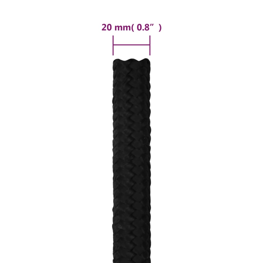 Work rope black 20 mm 25 m polyester