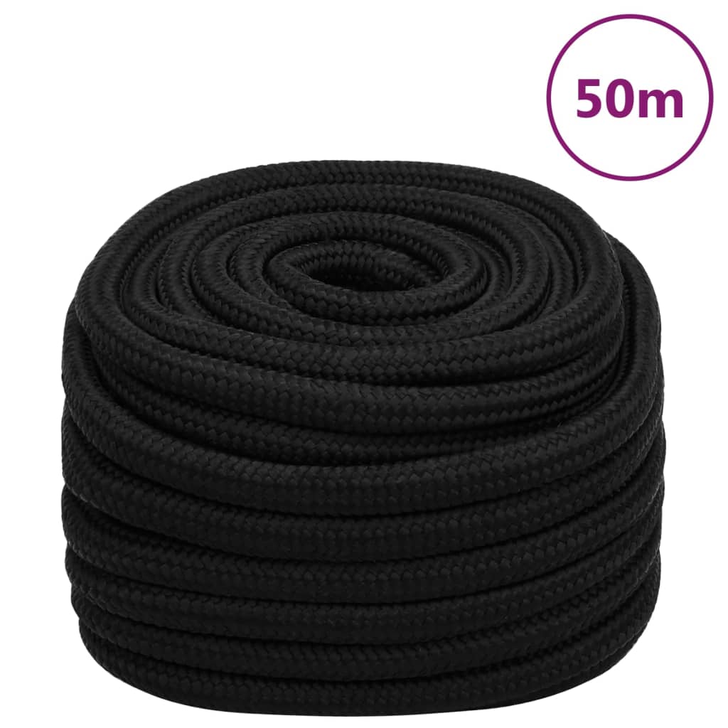 Work rope black 25 mm 50 m polyester