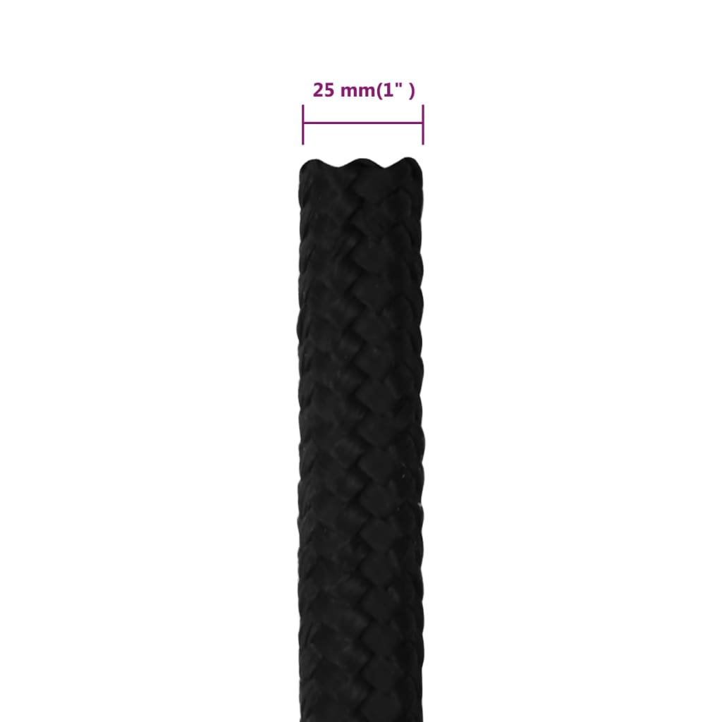 Work rope black 25 mm 50 m polyester