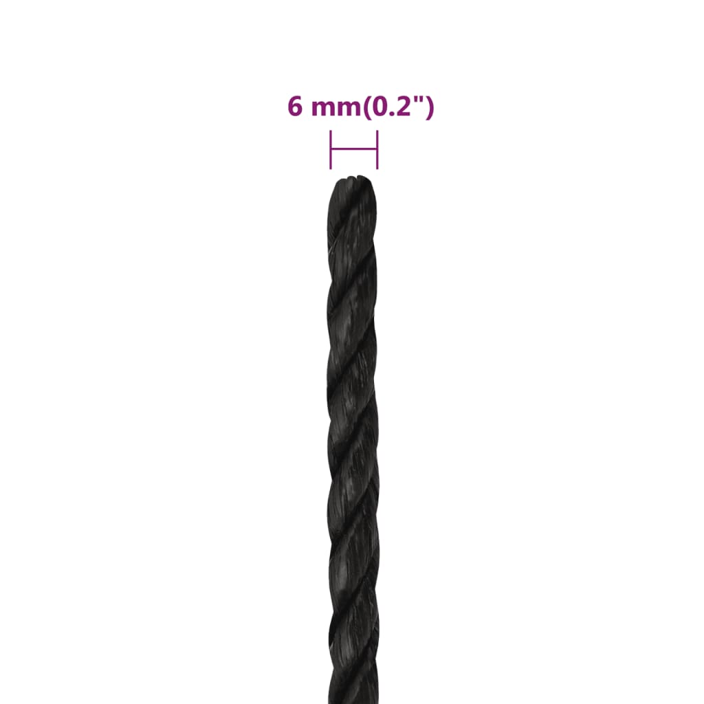 Work rope black 6 mm 100 m polypropylene