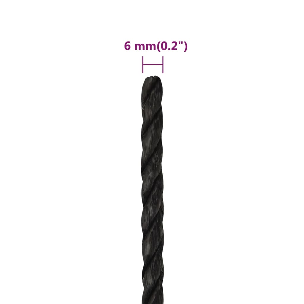 Work rope black 6 mm 500 m polypropylene