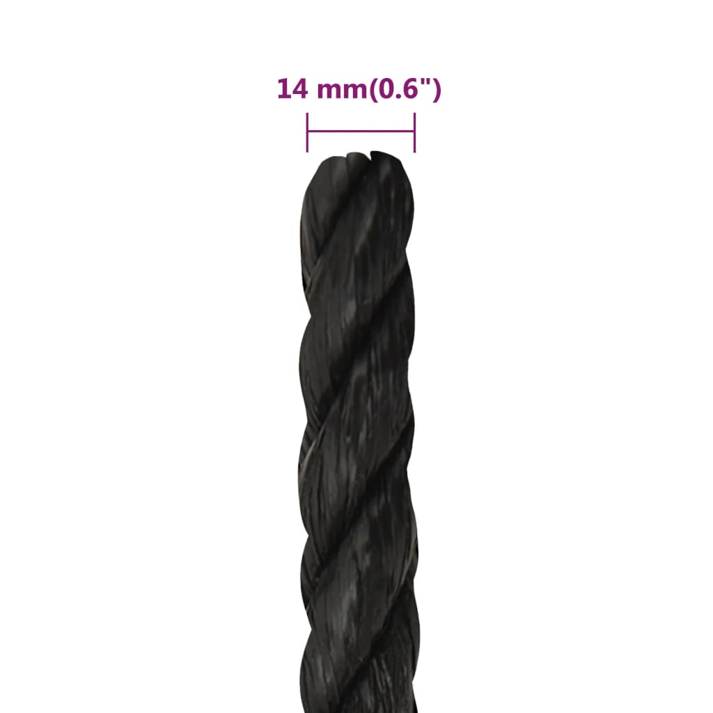 Work rope black 14 mm 25 m polypropylene