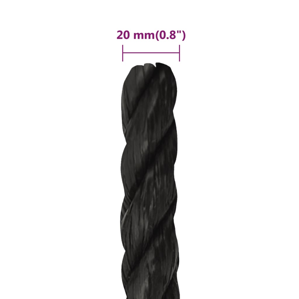 Work rope black 20 mm 100 m polypropylene