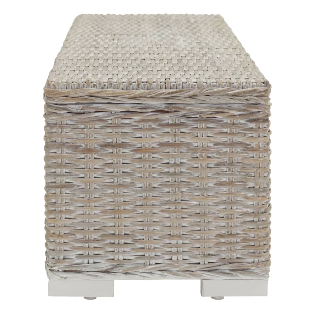 Truhe Weiß 110 cm Natur Kubu Rattan & Massivholz Mahagoni