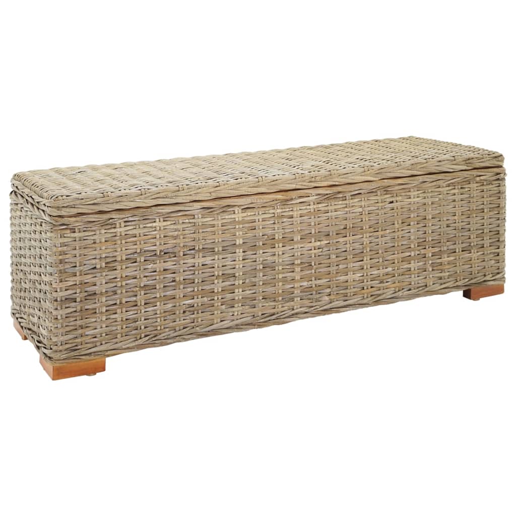 Truhe 110 cm Natur Kubu Rattan & Massivholz Mahagoni