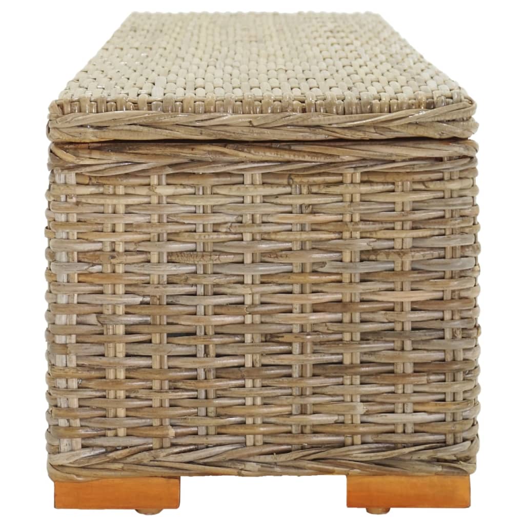 Truhe 110 cm Natur Kubu Rattan & Massivholz Mahagoni