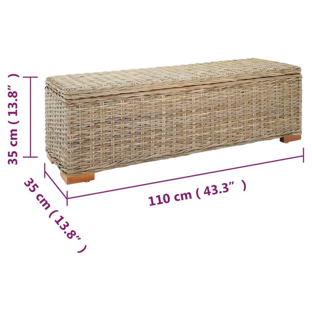 Truhe 110 cm Natur Kubu Rattan & Massivholz Mahagoni