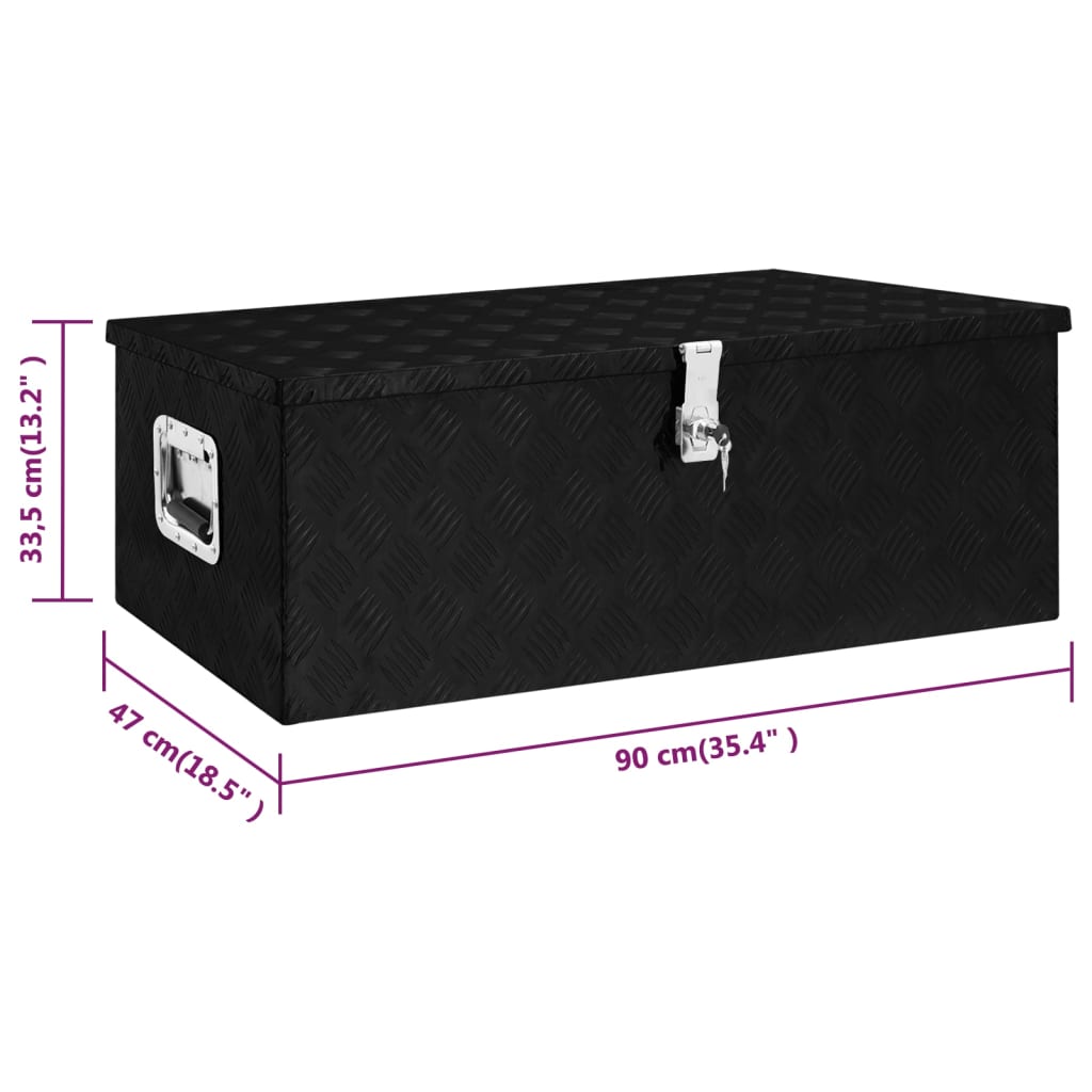 Storage box black 90x47x33.5 cm aluminum