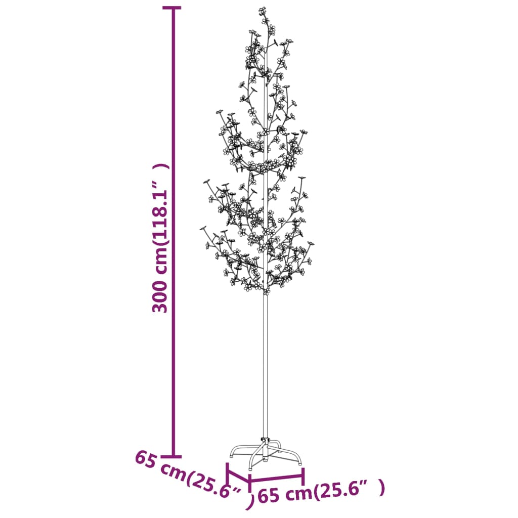 LED tree with cherry blossoms, warm white, 368 LEDs, 300 cm