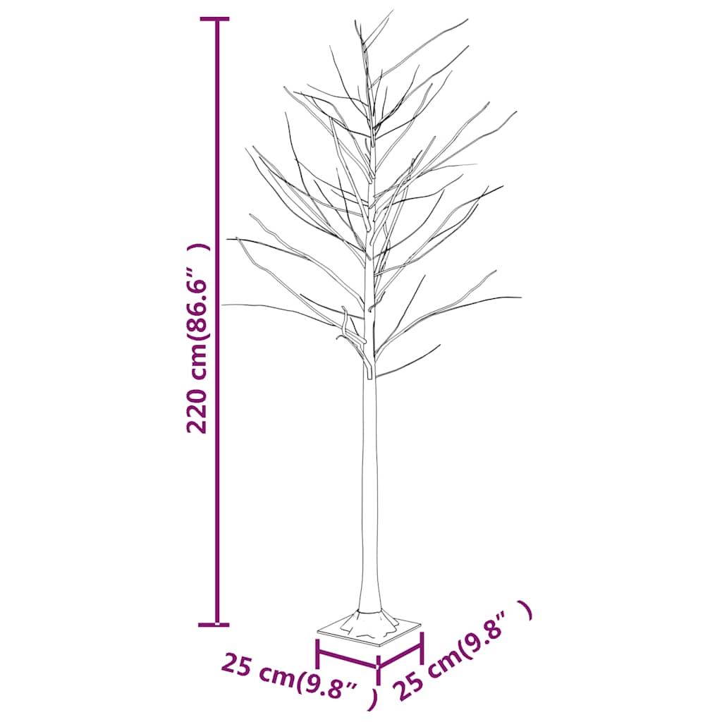 LED birch warm white 128 LEDs 220 cm