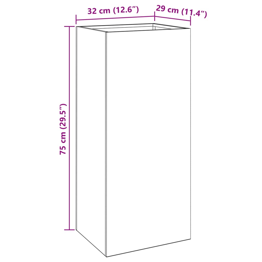 Plant pot 32x29x75 cm Corten steel