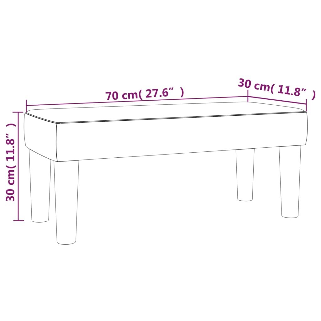 Bench dark grey 70x30x30 cm velvet