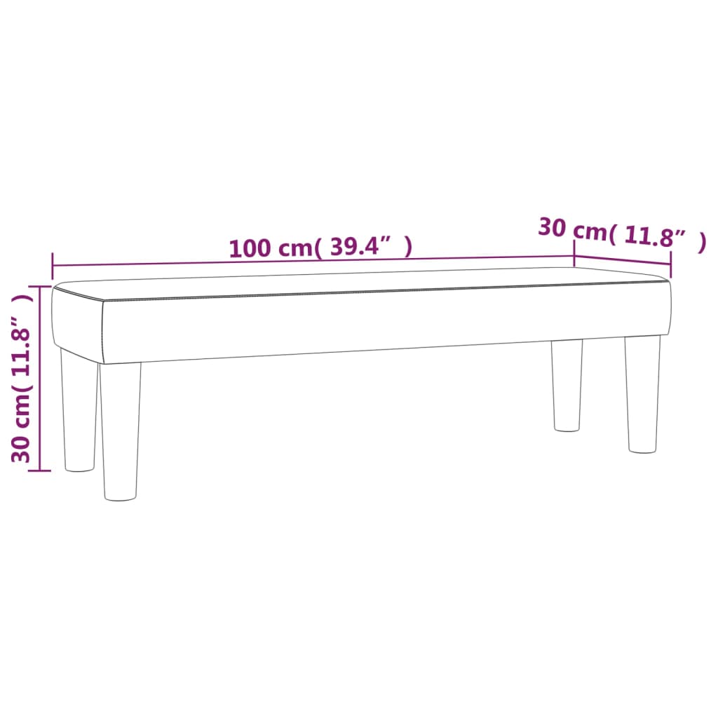 Bench light grey 100x30x30 cm fabric