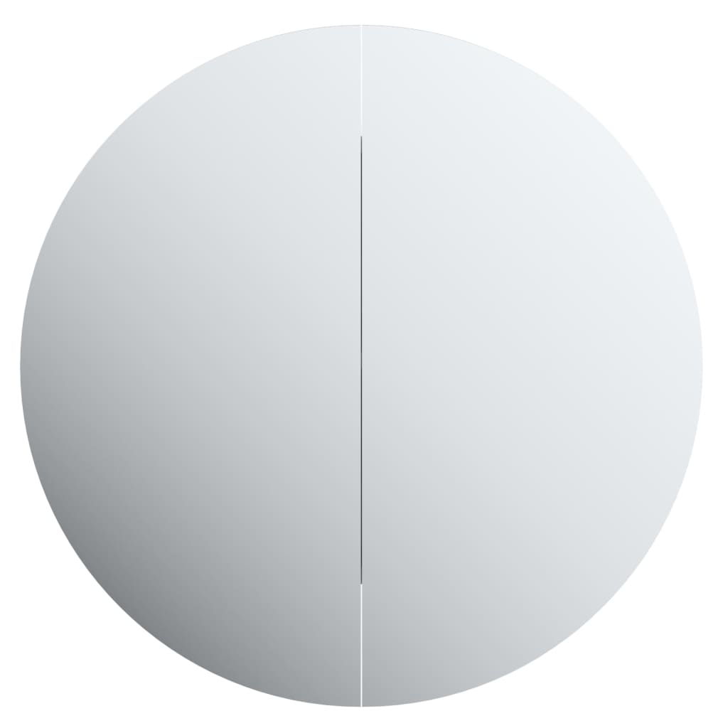 Bathroom cabinet with round mirror &amp; LED black 54x54x17.5cm
