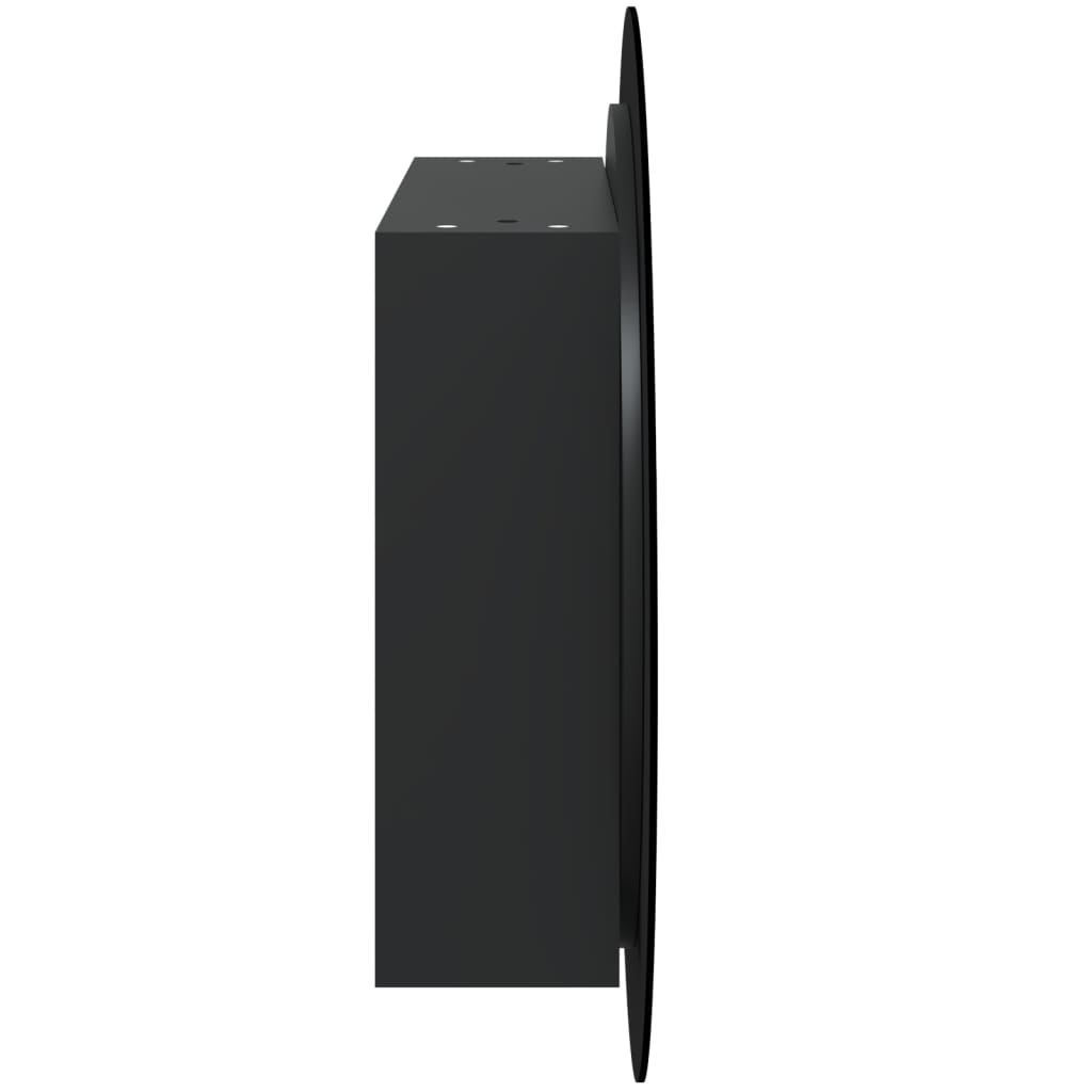 Bathroom cabinet with round mirror &amp; LED black 54x54x17.5cm