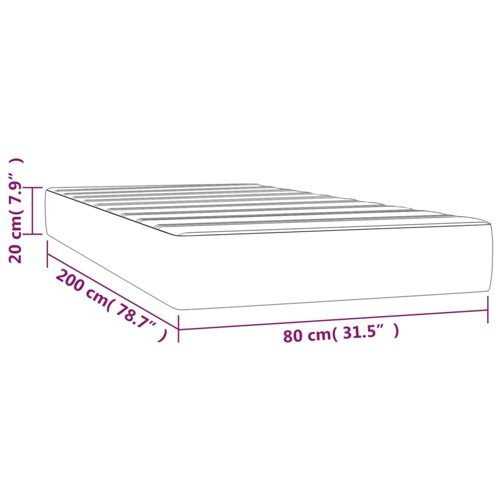 Pocket spring mattress black 80x200x20 cm fabric